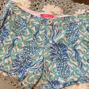 Lilly Pulitzer Turquoise and Aqua Pineapple Print Shorts